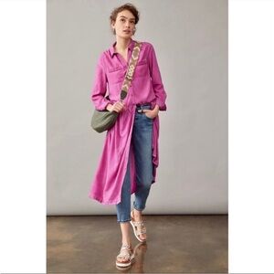 MAEVE BY ANTHROPOLOGIE FUCHSIA PURPLE BOHO POPLIN COTTON DRESS GREAT COND SMALL